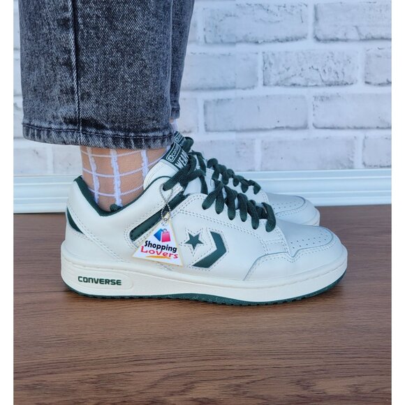 ⭐Converse Weapon OX Low Sz 7 Women's Shoes Leather Sneaker Beige Green A11212C⭐ - Picture 3 of 13